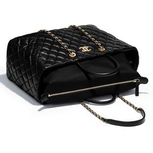 CHANEL LARGE QUILTED CAVIAR BLACK SHOPPING TOTE GOLD HARDWARE 2021 Make LAST ONE